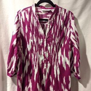 St. John's Bay purple and white blouse with pintucks